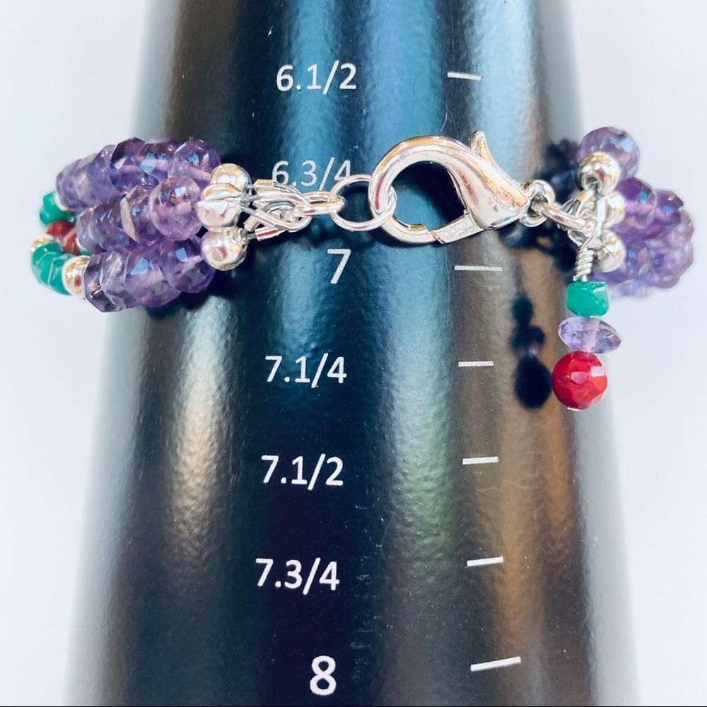 HAND CRAFTED BRACELET & EARRINGS Lapis Lazuli Aventurine Coral Amethyst NWT - Picture 7 of 8